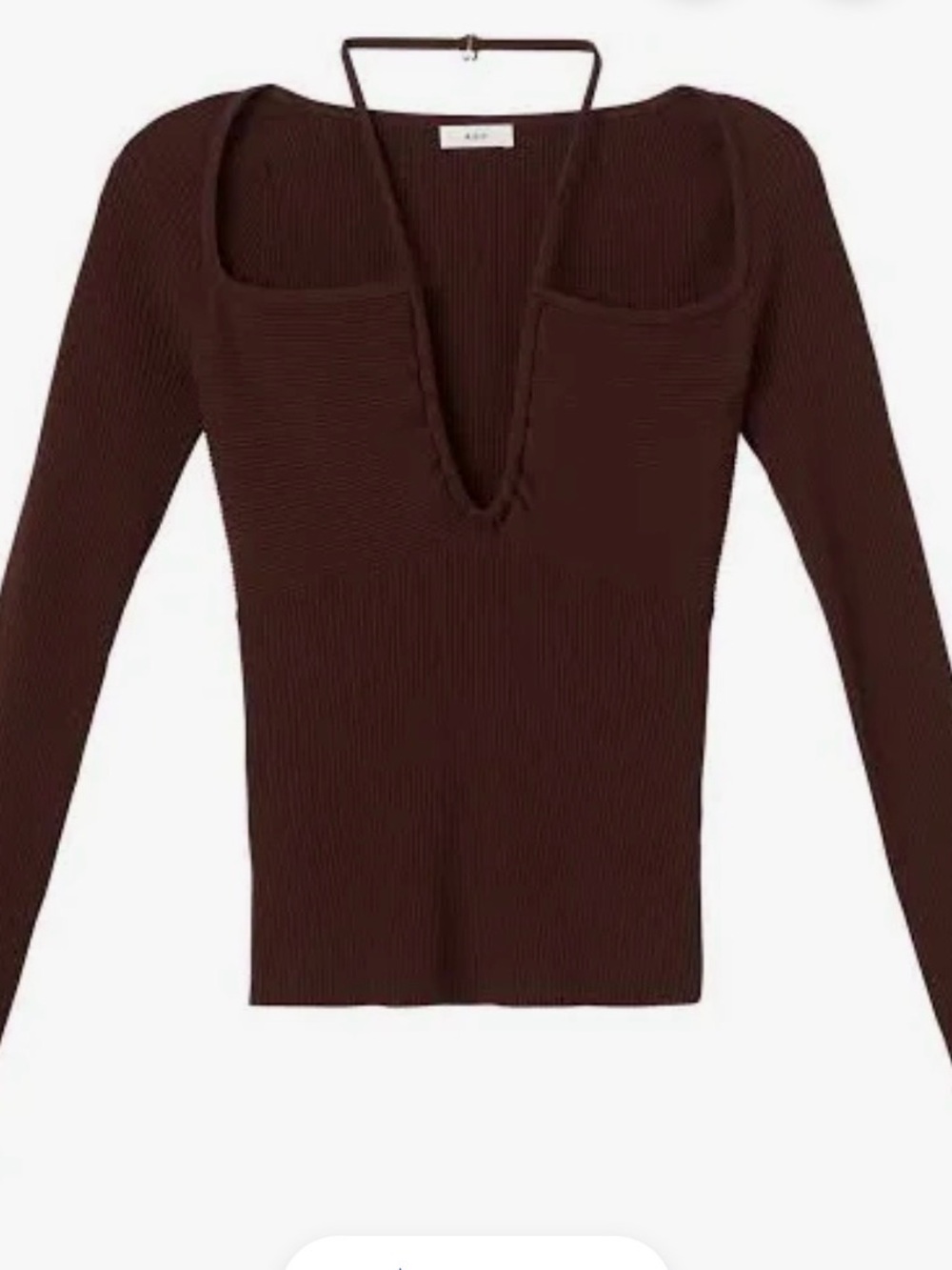 A.L.C. Women's Brown Annabelle Ribbed Knit Long Sleeve Cutout Top Size S